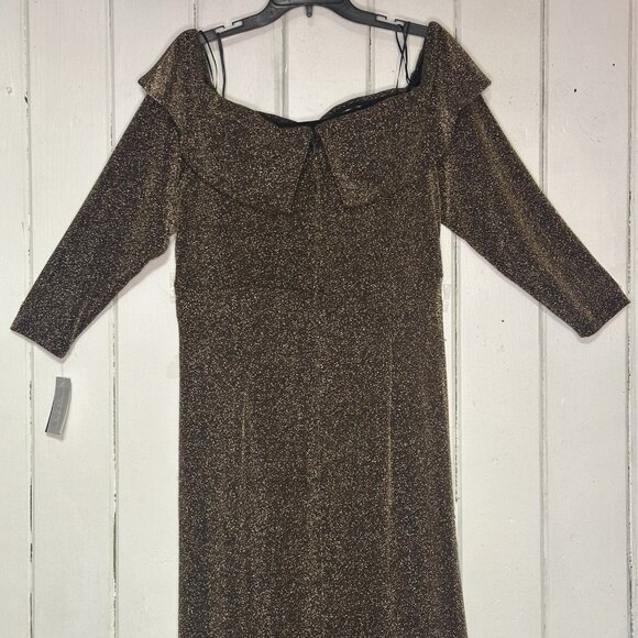 Alex Evenings Plus Size 16W Metallic Off-the-Shoulder Evening Dress Gown NWT - Picture 7 of 12
